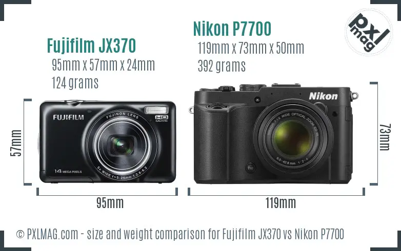 Fujifilm JX370 vs Nikon P7700 size comparison
