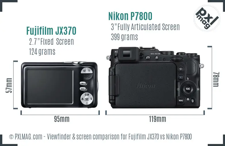 Fujifilm JX370 vs Nikon P7800 Screen and Viewfinder comparison
