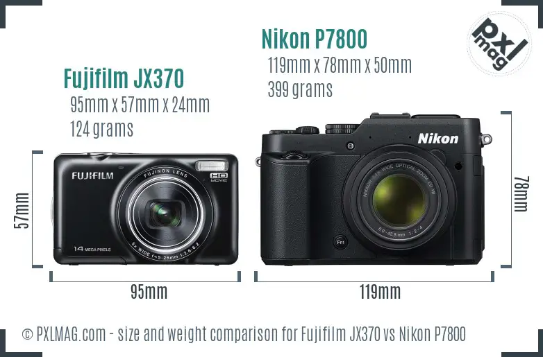 Fujifilm JX370 vs Nikon P7800 size comparison