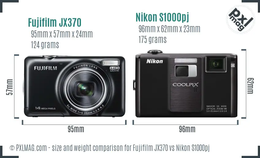 Fujifilm JX370 vs Nikon S1000pj size comparison Fujifilm JX370 vs Nikon S1000pj size comparison