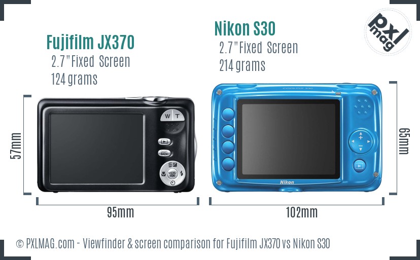 Fujifilm JX370 vs Nikon S30 Screen and Viewfinder comparison