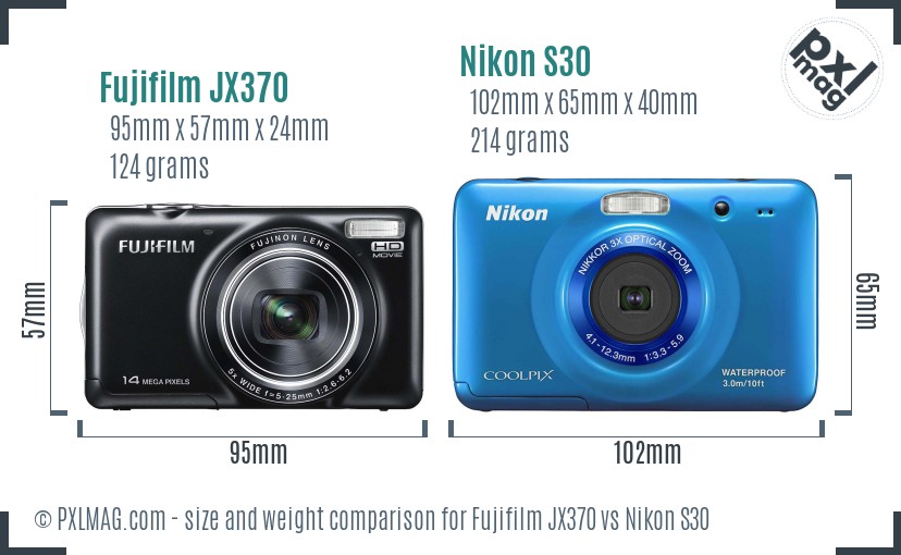 Fujifilm JX370 vs Nikon S30 size comparison