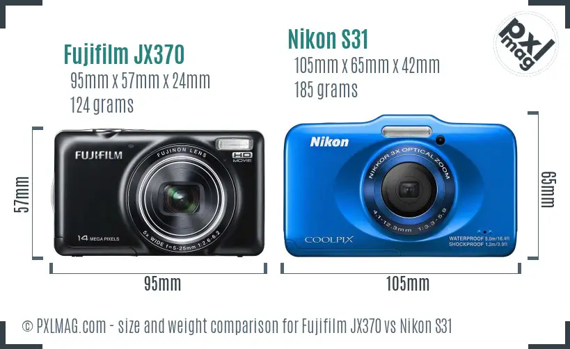 Fujifilm JX370 vs Nikon S31 size comparison