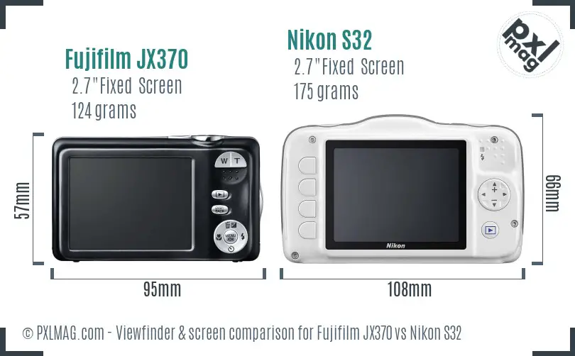 Fujifilm JX370 vs Nikon S32 Screen and Viewfinder comparison