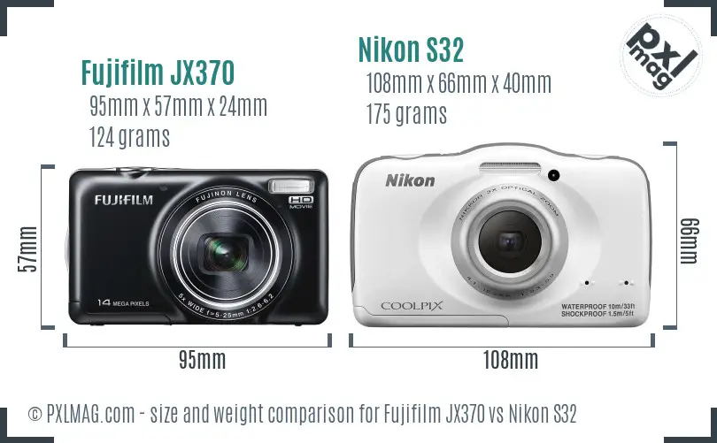 Fujifilm JX370 vs Nikon S32 size comparison