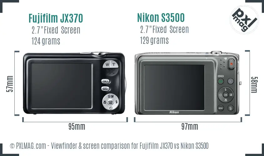 Fujifilm JX370 vs Nikon S3500 Screen and Viewfinder comparison Fujifilm JX370 vs Nikon S3500 Screen and Viewfinder comparison