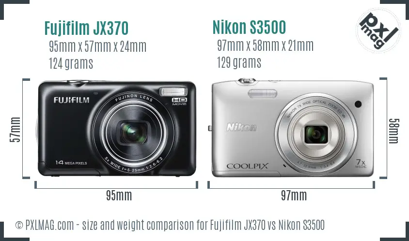 Fujifilm JX370 vs Nikon S3500 size comparison Fujifilm JX370 vs Nikon S3500 size comparison