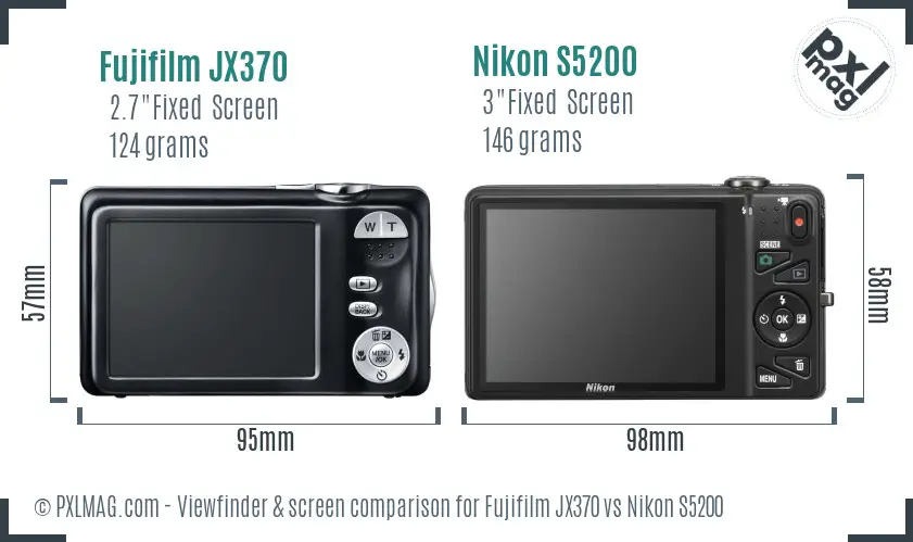 Fujifilm JX370 vs Nikon S5200 Screen and Viewfinder comparison