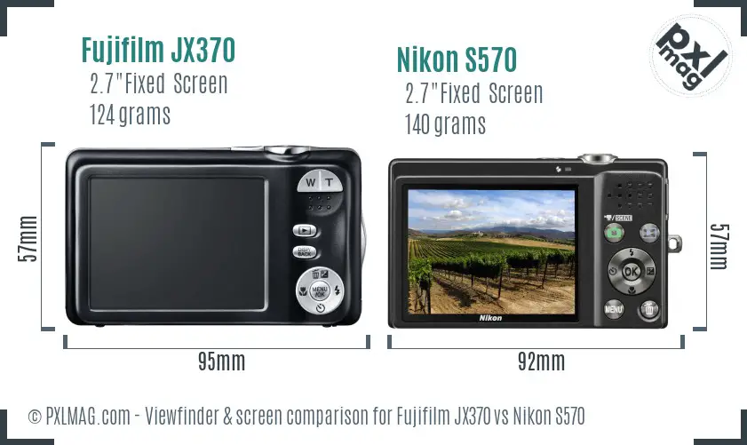 Fujifilm JX370 vs Nikon S570 Screen and Viewfinder comparison Fujifilm JX370 vs Nikon S570 Screen and Viewfinder comparison