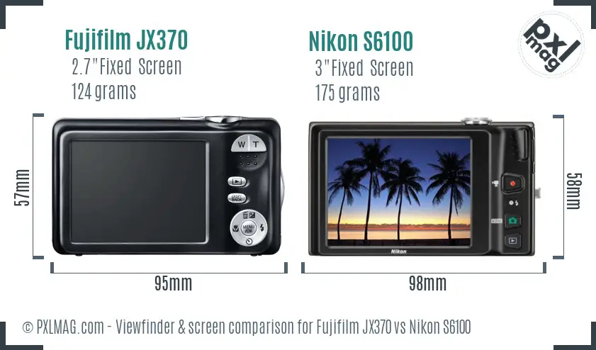 Fujifilm JX370 vs Nikon S6100 Screen and Viewfinder comparison Fujifilm JX370 vs Nikon S6100 Screen and Viewfinder comparison