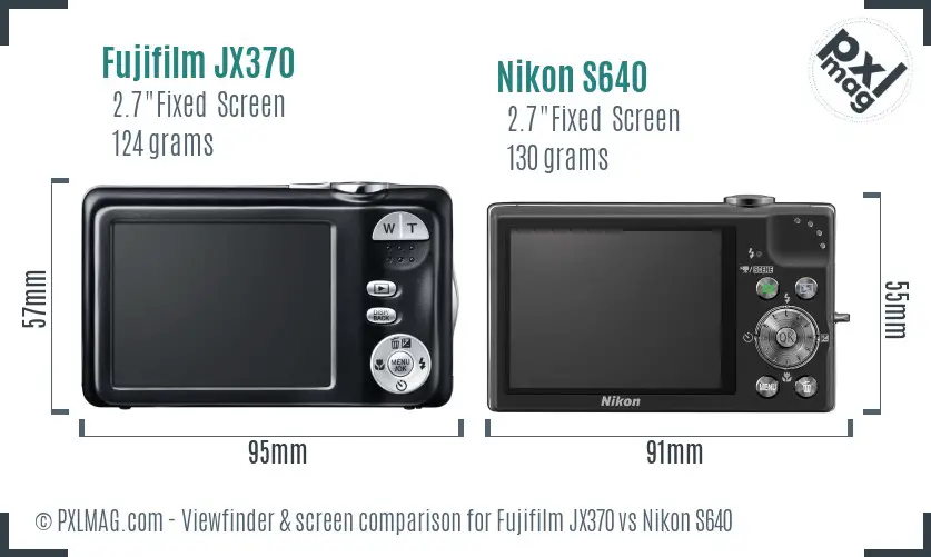 Fujifilm JX370 vs Nikon S640 Screen and Viewfinder comparison