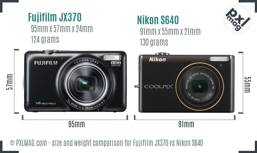 Fujifilm JX370 vs Nikon S640 size comparison