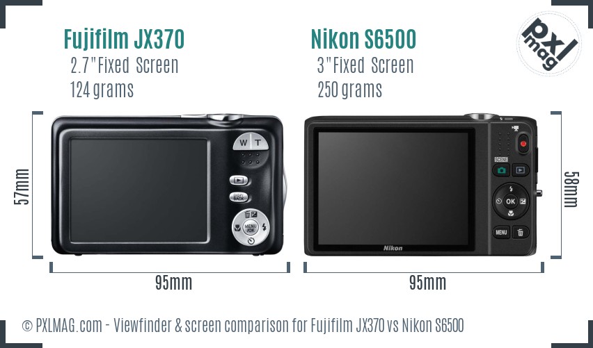 Fujifilm JX370 vs Nikon S6500 Screen and Viewfinder comparison