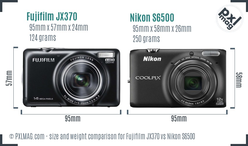 Fujifilm JX370 vs Nikon S6500 size comparison Fujifilm JX370 vs Nikon S6500 size comparison