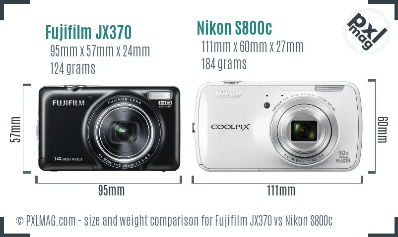 Fujifilm JX370 vs Nikon S800c size comparison