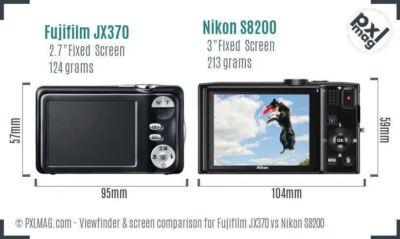 Fujifilm JX370 vs Nikon S8200 Screen and Viewfinder comparison