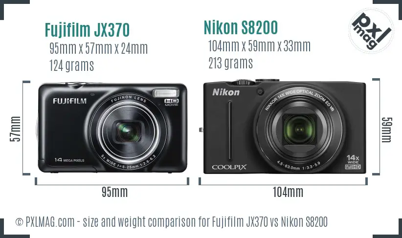 Fujifilm JX370 vs Nikon S8200 size comparison