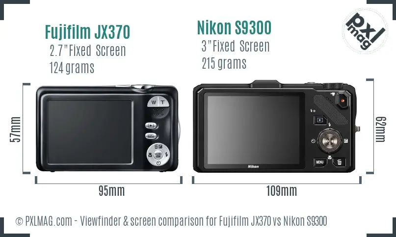 Fujifilm JX370 vs Nikon S9300 Screen and Viewfinder comparison