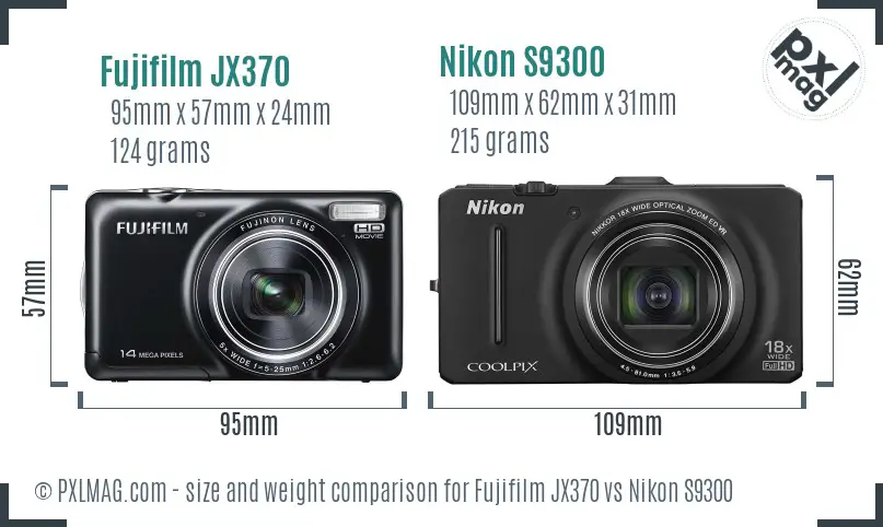 Fujifilm JX370 vs Nikon S9300 size comparison