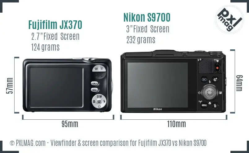Fujifilm JX370 vs Nikon S9700 Screen and Viewfinder comparison