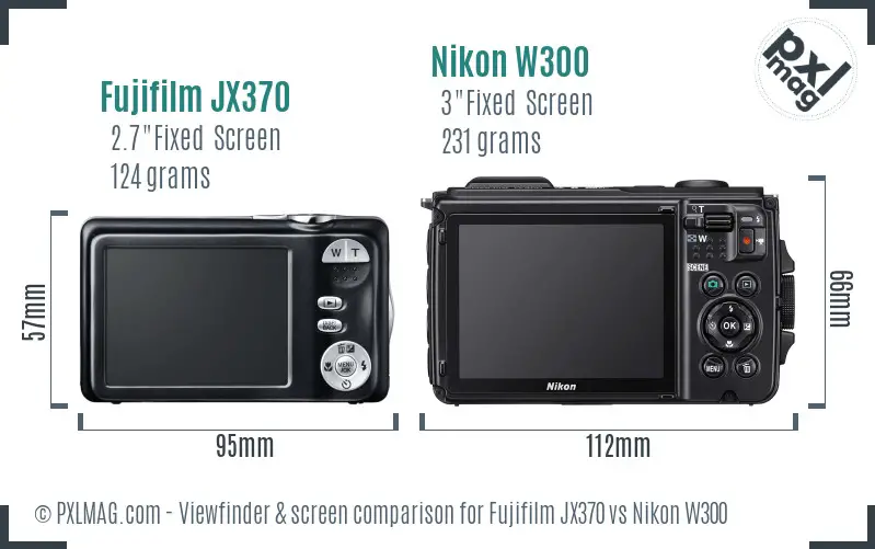 Fujifilm JX370 vs Nikon W300 Screen and Viewfinder comparison