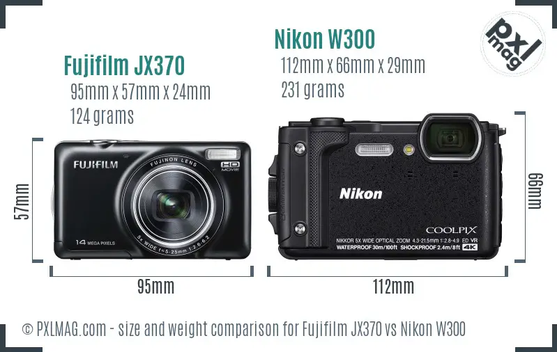 Fujifilm JX370 vs Nikon W300 size comparison