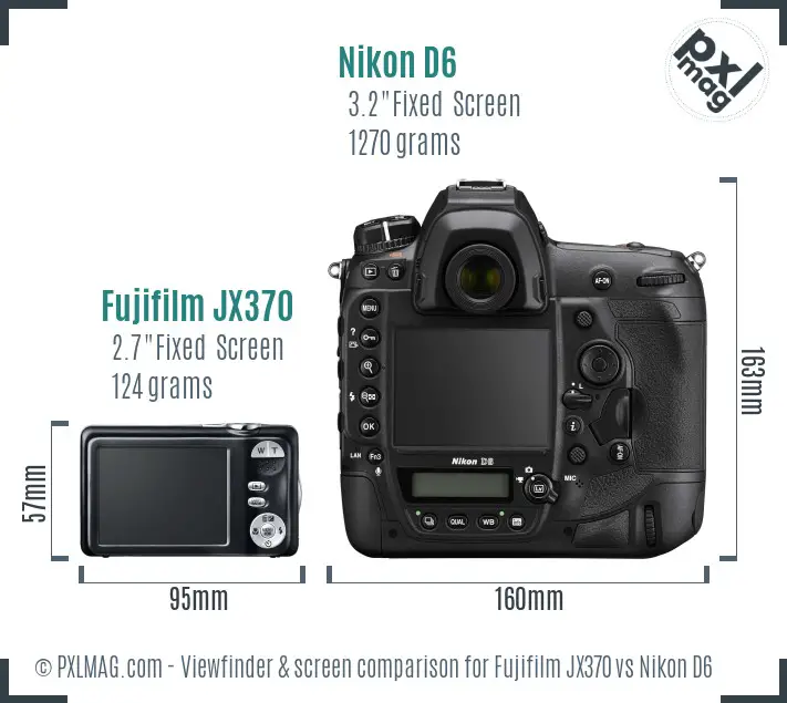 Fujifilm JX370 vs Nikon D6 Screen and Viewfinder comparison