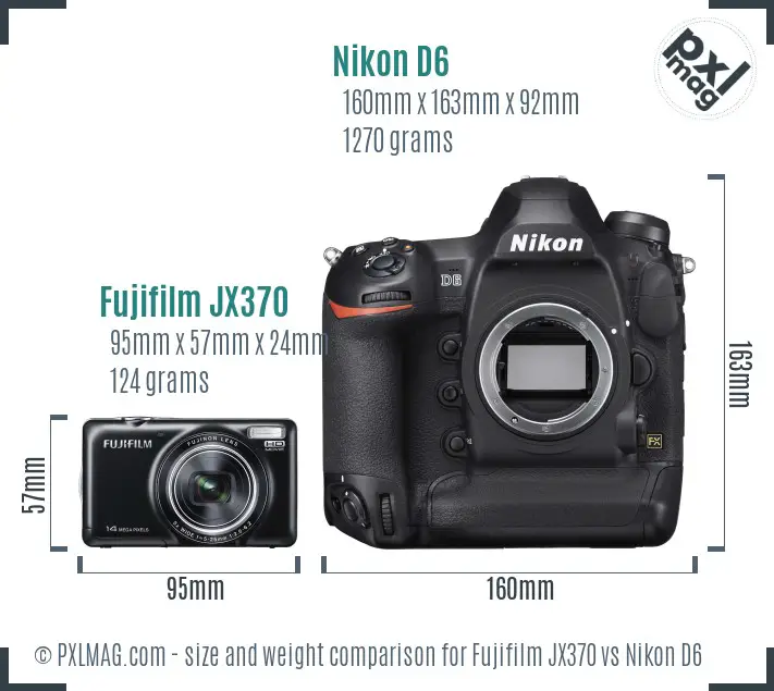 Fujifilm JX370 vs Nikon D6 size comparison