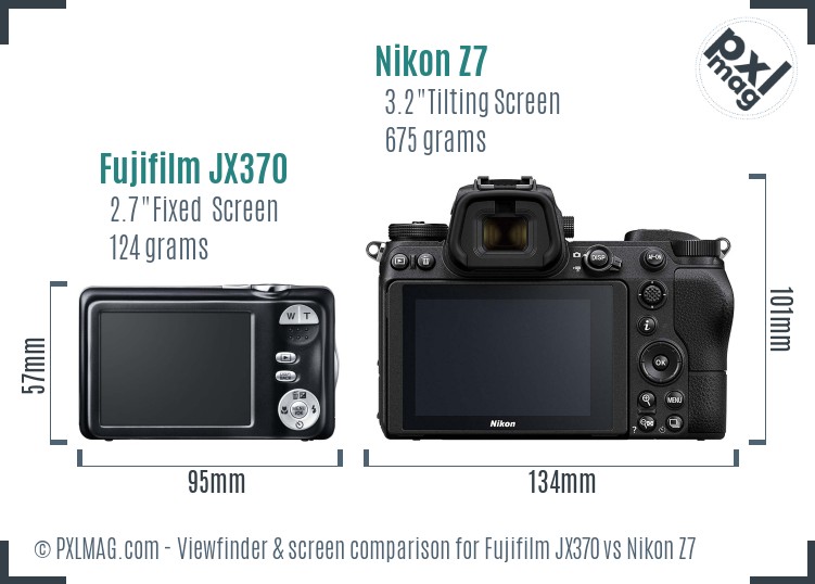 Fujifilm JX370 vs Nikon Z7 Screen and Viewfinder comparison