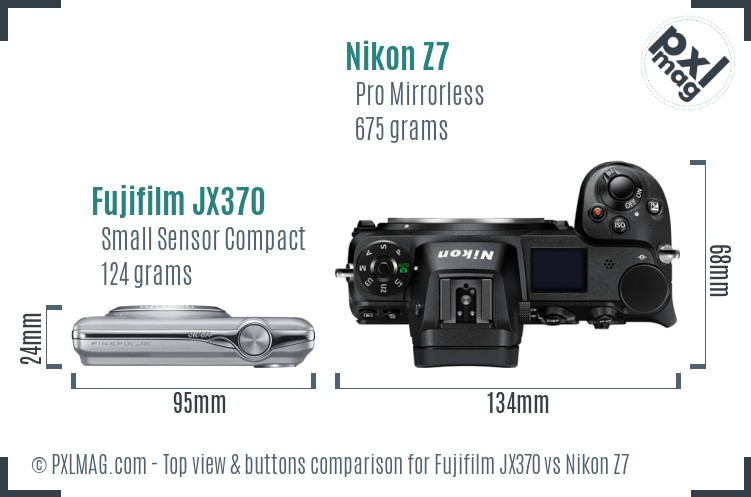 Fujifilm JX370 vs Nikon Z7 top view buttons comparison