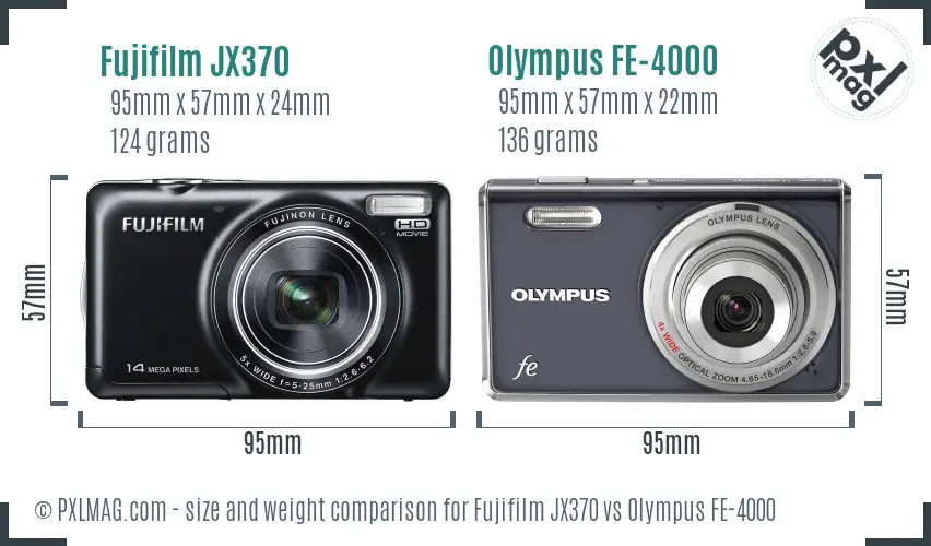 Fujifilm JX370 vs Olympus FE-4000 size comparison Fujifilm JX370 vs Olympus FE-4000 size comparison