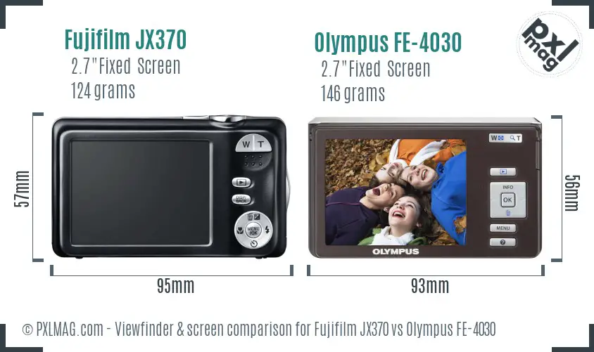 Fujifilm JX370 vs Olympus FE-4030 Screen and Viewfinder comparison
