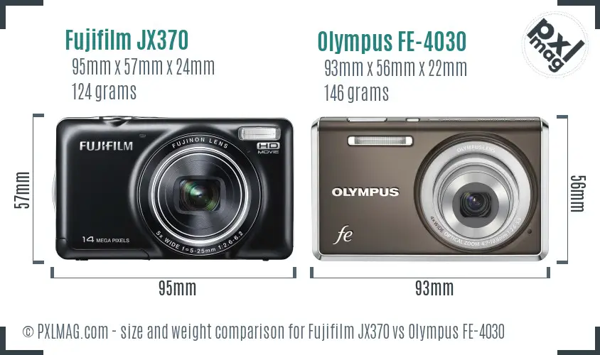 Fujifilm JX370 vs Olympus FE-4030 size comparison