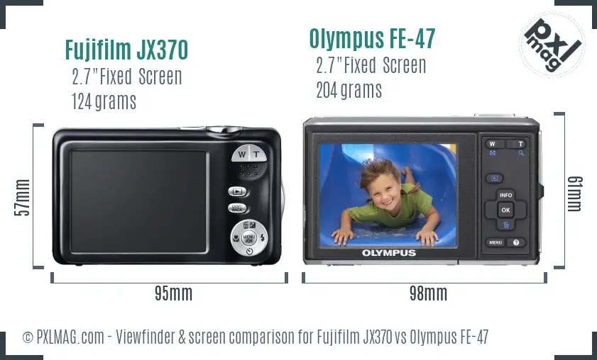 Fujifilm JX370 vs Olympus FE-47 Screen and Viewfinder comparison