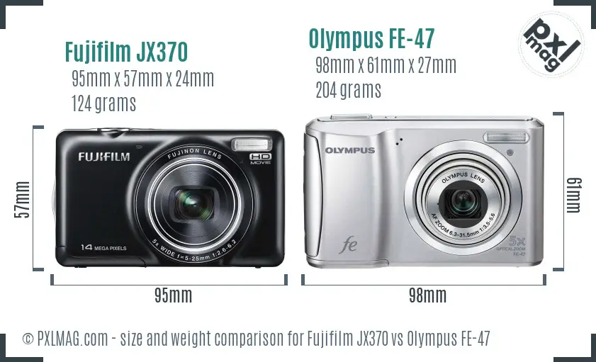 Fujifilm JX370 vs Olympus FE-47 size comparison