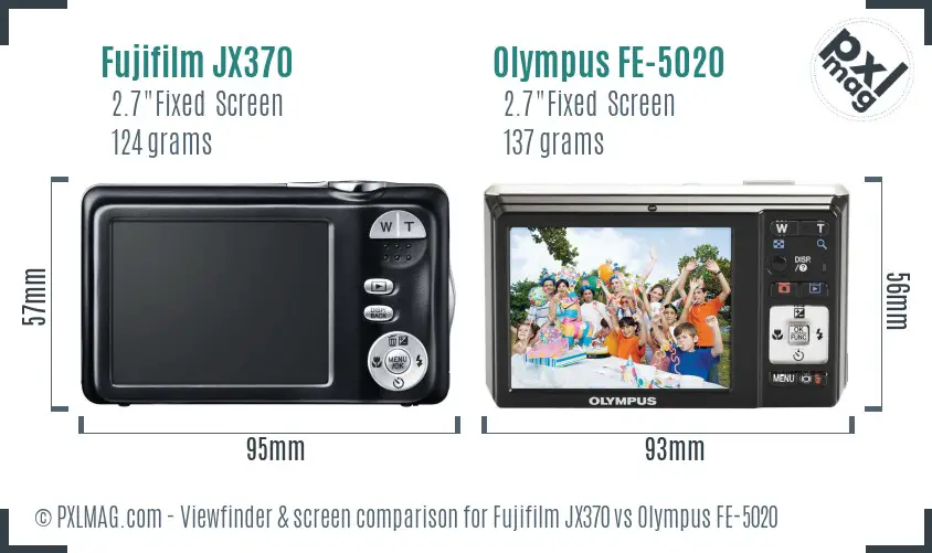 Fujifilm JX370 vs Olympus FE-5020 Screen and Viewfinder comparison Fujifilm JX370 vs Olympus FE-5020 Screen and Viewfinder comparison