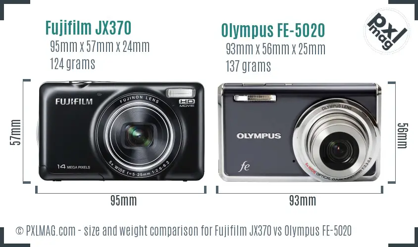 Fujifilm JX370 vs Olympus FE-5020 size comparison Fujifilm JX370 vs Olympus FE-5020 size comparison