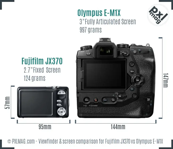 Fujifilm JX370 vs Olympus E-M1X Screen and Viewfinder comparison
