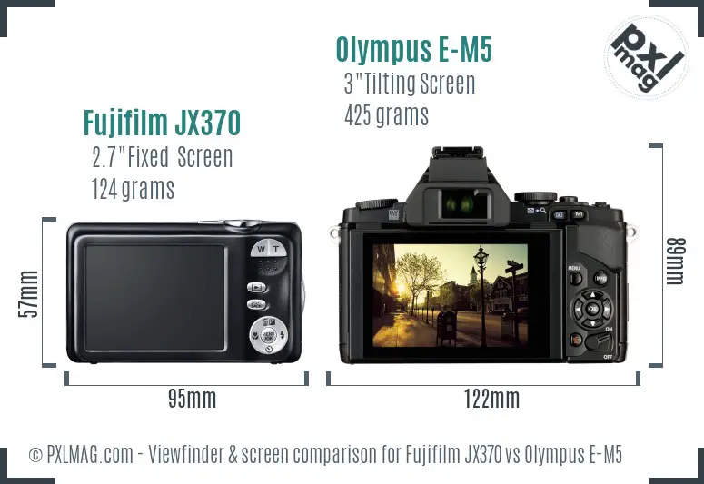 Fujifilm JX370 vs Olympus E-M5 Screen and Viewfinder comparison
