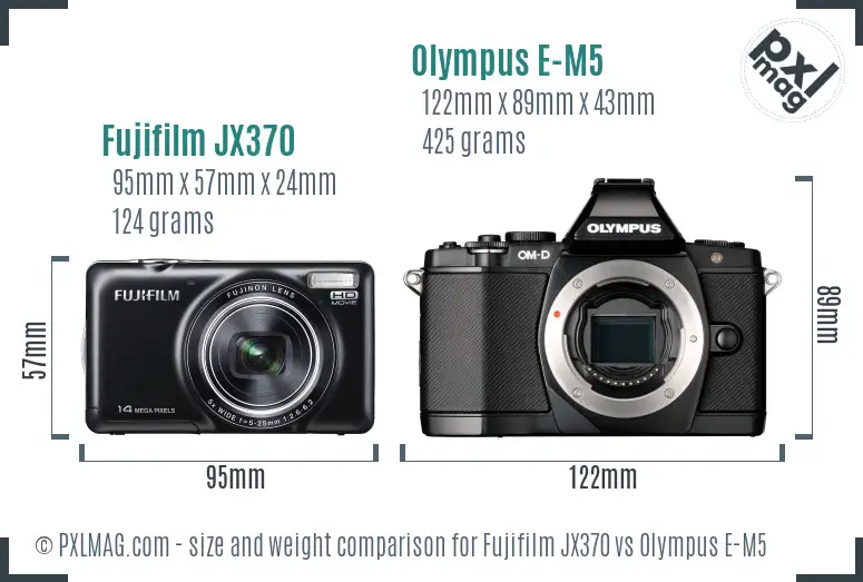 Fujifilm JX370 vs Olympus E-M5 size comparison