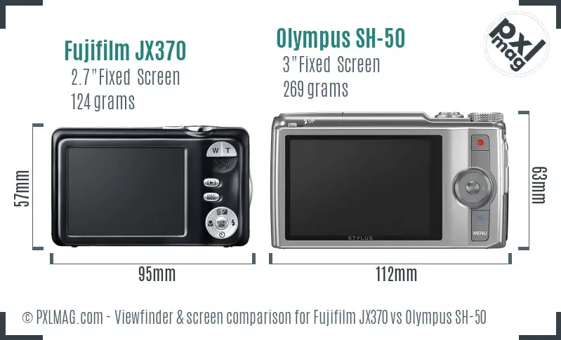 Fujifilm JX370 vs Olympus SH-50 Screen and Viewfinder comparison