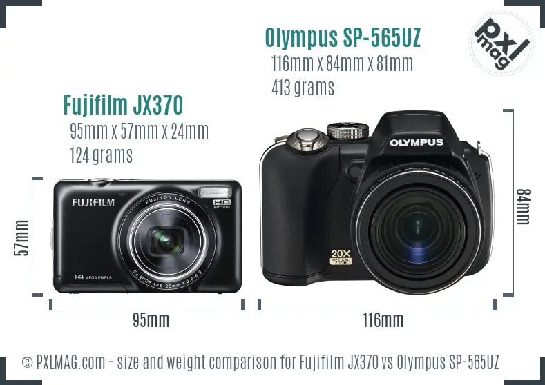 Fujifilm JX370 vs Olympus SP-565UZ size comparison