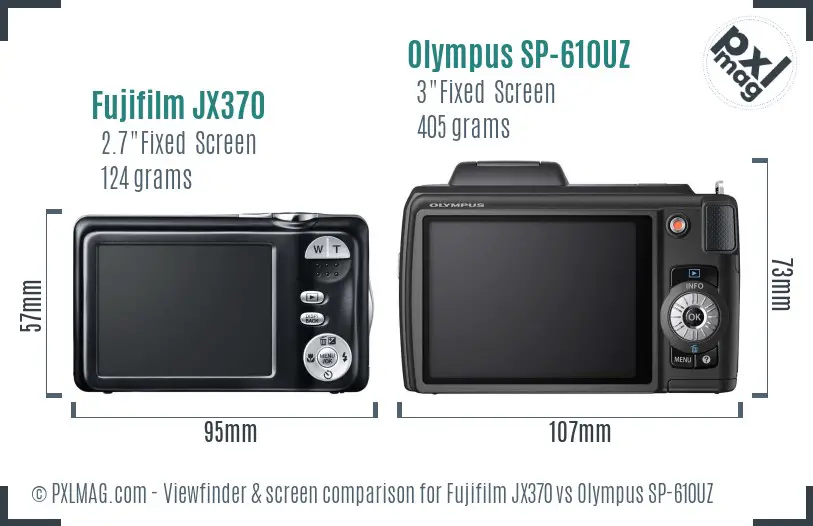 Fujifilm JX370 vs Olympus SP-610UZ Screen and Viewfinder comparison Fujifilm JX370 vs Olympus SP-610UZ Screen and Viewfinder comparison