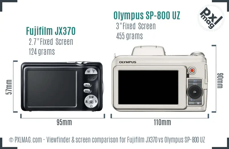 Fujifilm JX370 vs Olympus SP-800 UZ Screen and Viewfinder comparison Fujifilm JX370 vs Olympus SP-800 UZ Screen and Viewfinder comparison