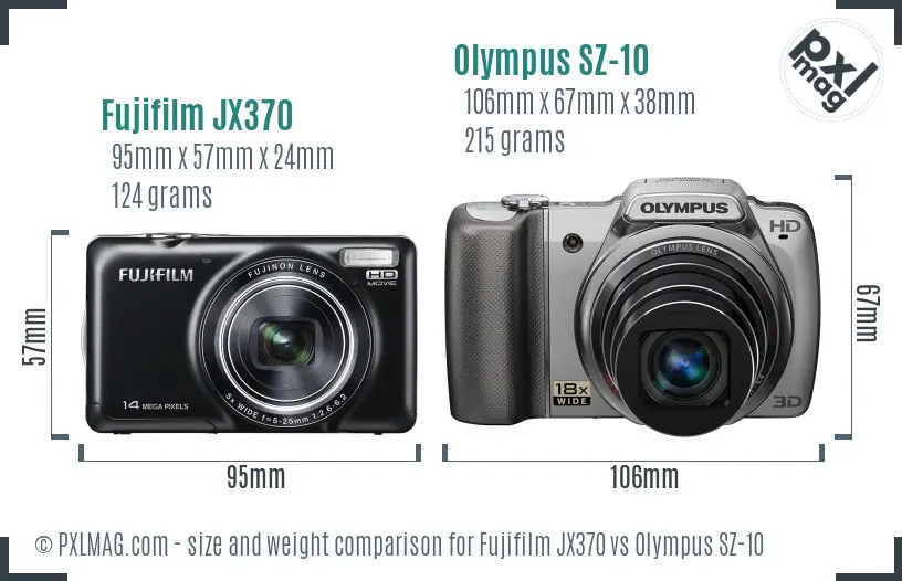Fujifilm JX370 vs Olympus SZ-10 size comparison
