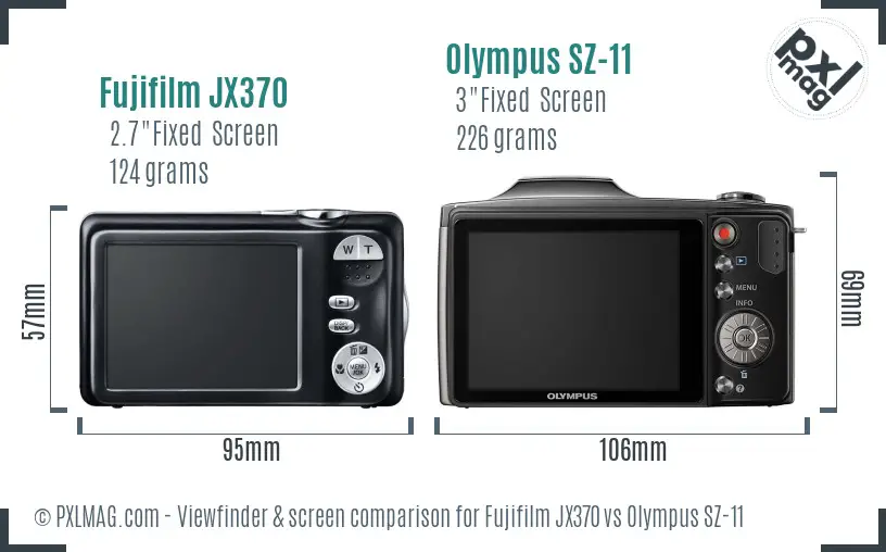 Fujifilm JX370 vs Olympus SZ-11 Screen and Viewfinder comparison Fujifilm JX370 vs Olympus SZ-11 Screen and Viewfinder comparison