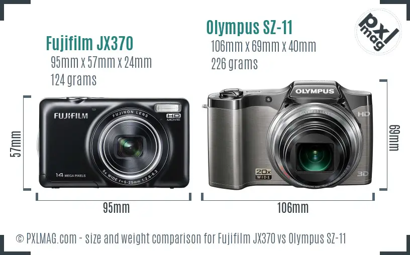 Fujifilm JX370 vs Olympus SZ-11 size comparison Fujifilm JX370 vs Olympus SZ-11 size comparison