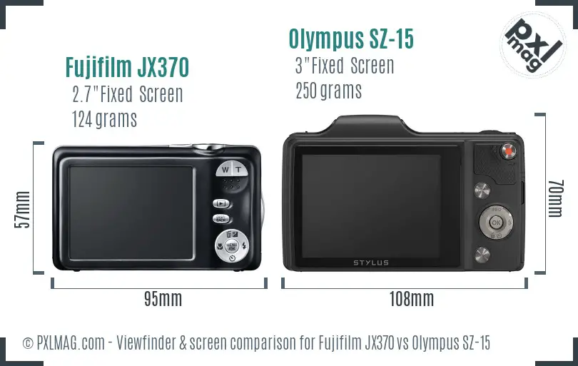 Fujifilm JX370 vs Olympus SZ-15 Screen and Viewfinder comparison