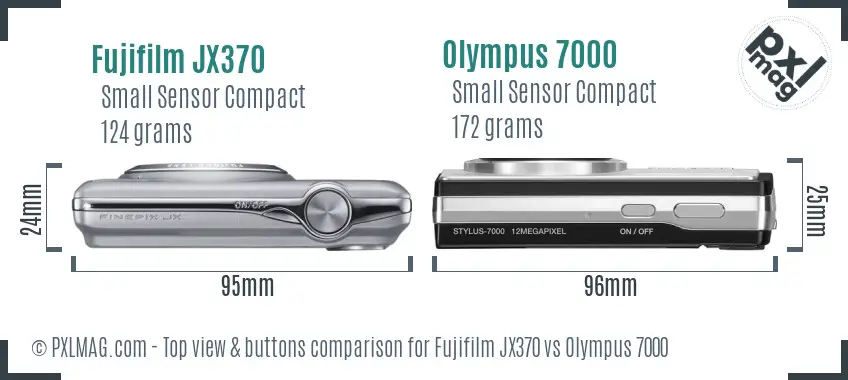 Fujifilm JX370 vs Olympus 7000 top view buttons comparison Fujifilm JX370 vs Olympus 7000 top view buttons comparison
