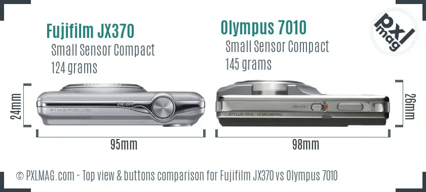 Fujifilm JX370 vs Olympus 7010 top view buttons comparison Fujifilm JX370 vs Olympus 7010 top view buttons comparison